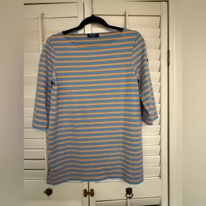 💙🧡 Saint James Blue and Orange Breton Striped Shirt Size 6  Made in France 🇫🇷